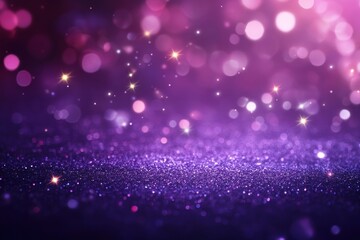 Purple background with bokeh lights glitter abstract backdrop.