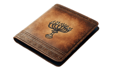 Creative Hanukkah passport cover with festive symbols designed for travelers celebrating the festival of lights isolated on transparent background PNG