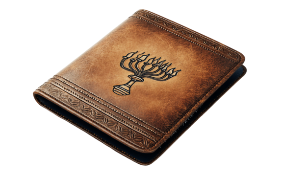 Creative Hanukkah passport cover with festive symbols designed for travelers celebrating the festival of lights isolated on transparent background PNG