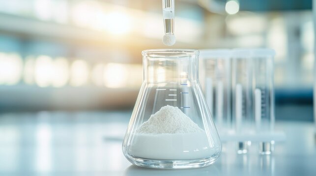 Erlenmeyer Flask with Powder, Lab Pipette Drop, research , chemistry