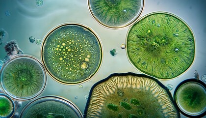 live cell image of freshwater microalgae specifically botryococcus sp showcasing its unique characteristics this stacked photo emphasizes the beauty of freshwater microalgae in detail