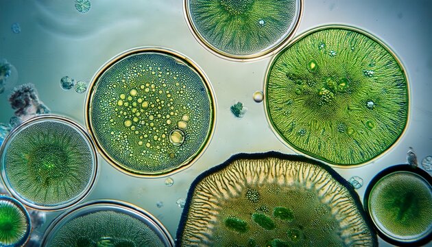 live cell image of freshwater microalgae specifically botryococcus sp showcasing its unique characteristics this stacked photo emphasizes the beauty of freshwater microalgae in detail