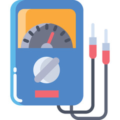 Blue Multimeter With Red And Black Probes On A Transparent Background Measuring Electrical Current And Voltage In A Studio Setting