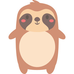 Naklejka premium Cute Cartoon Sloth Character With Round Body And Blushing Cheeks Standing On Transparent Background Adorable Animal Illustration