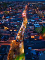 Scenic elevated capture of Alton in Hampshire on the night of the Christmas lights switch on in November 2025