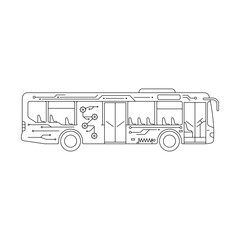 Smart Public Transit Bus Line Icon with Integrated Circuit Board Pattern and Mechanical Gears - Modern Urban Transportation Technology Vector Illustration