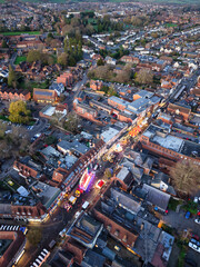 Scenic elevated capture of Alton in Hampshire on the night of the Christmas lights switch on in November 2025