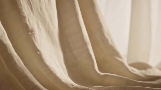 Slow-motion linen fabric waving in the air symbolizing natural simplicity