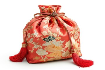 Chinese lucky bag handbag white background celebration.