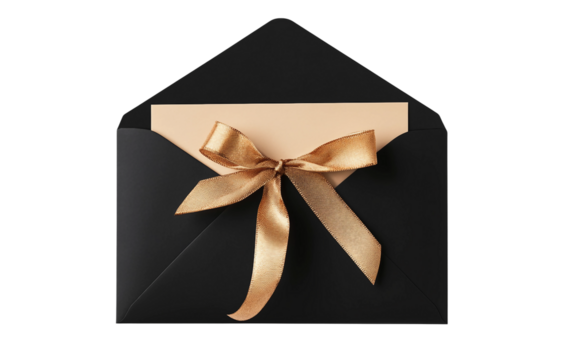 Black envelope containing a Cyber Monday gift card for stylish and convenient holiday shopping and gifting isolated on transparent background PNG