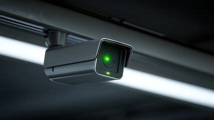 Secure Webcam LED Lock Indicator Glows Green While Privacy Capture Protection is Activated in a Modern Setting