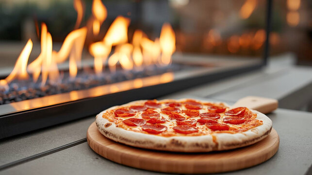 pizza on a wooden table