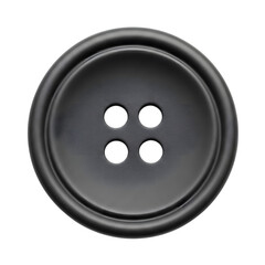 Close Up of a Single Dark Gray Four- Hole Button on a Black Background clothing sewing isolated on a transparent background