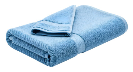 Folded Light Blue Terry Cloth Towel Isolated on Black Background bath beach isolated on a transparent background