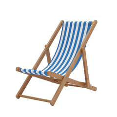 Wooden Beach Chair with Blue and White Striped Canvas Seat Isolated on Black Background deck chair lounge chair isolated on a transparent background