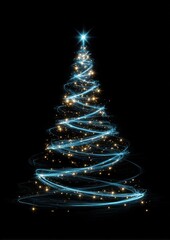 Glowing spiral Christmas tree illustration.