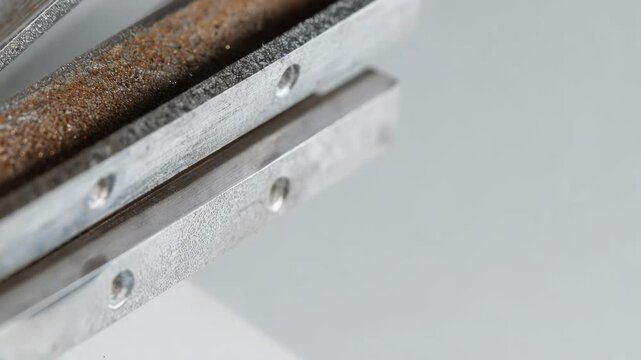 Closeup of a bimetallic strip showing precise metal bonding for accurate temperature control in thermostatic devices highlighting fine craftsmanship and material synergy
