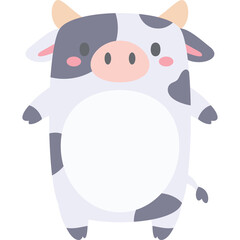 Cute Cartoon Cow Illustration With Pink Cheeks Horns And A Black And White Spotted Body On A Transparent Background Ideal For Childrens Themes