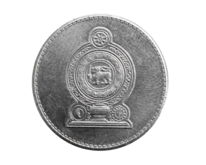Sri lanka five rupees coin on white isolated background