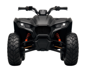 Four-wheeled ATV featuring visible suspension and handlebar steering.