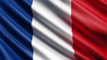 French flag waving in the wind close up tricolor blue white red national symbol of France patriotic background - Powered by Adobe