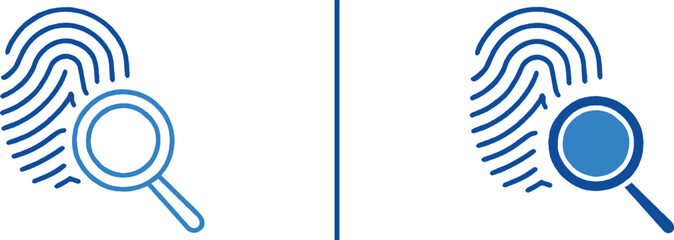 Forensic Fingerprint Analysis: A magnifying glass meticulously examines a detailed fingerprint, symbolizing the meticulous work in forensic science. A symbol of forensic science and investigation