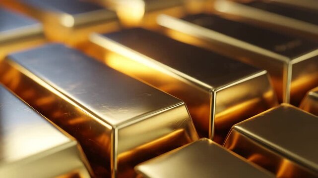 shiny gold bars stacked in rows symbolizing wealth investment precious metals finance banking economy global markets savings security commodities trading asset value