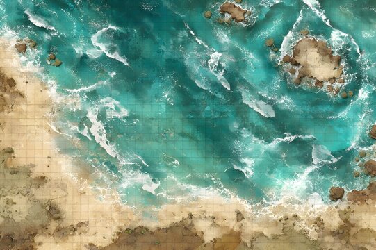 Sargasso Sea Battlemap Fantasy Gaming Terrain Oceanic Adventure Map Strategic Naval Warfare Illustration Design
