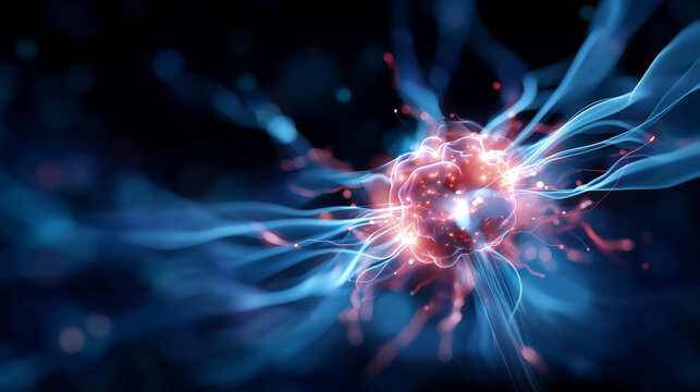 Illuminated plasma background display defocused energy visualization electrical phenomenon concept power flow representation abstract electricity imagery with copy space