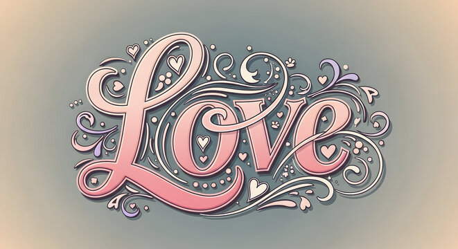 Ornate "Love" typography romantic and decorative script