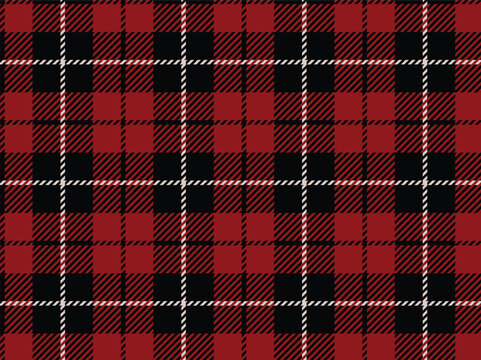 Tartan plaid pattern, red black tartan plaid seamless pattern. Classic Scottish plaid check fabric texture background for clothing design
