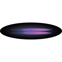 Abstract Dark Oval Shape with Inner Glowing Purple and Pink Light Streaks and Reflections on Transparent Background