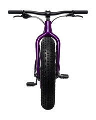 Fat bike featuring a deep purple frame and rugged black tires.