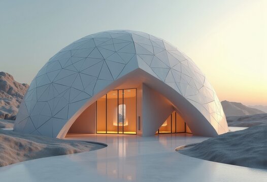 Ice Cap Dome Featuring Unique Geometric Patterns and Intricate High-Scale Features