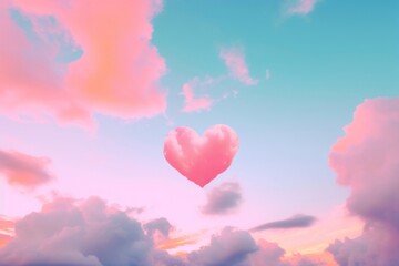 Fototapeta premium Heart shaped on sky sunset cloud pink.