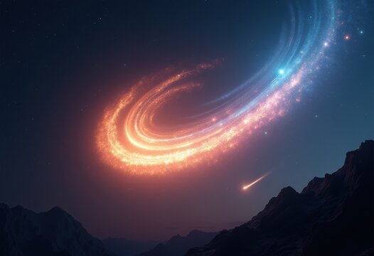 Stunning Comet Tail Swirling Through Twinkling Cosmic Night Intelligent Design Elements