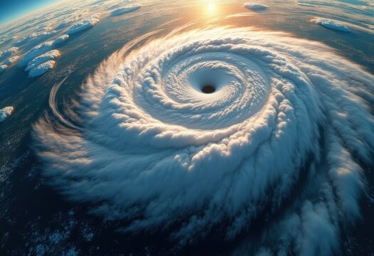 Satellite View of Hurricane Spiral Cloud Formation Showing Intricate Vortex Patterns in Atmospheric Motion