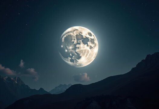 Supermoon Rising Bright Vision Massive Celestial Orb Overlook Nightscape Immensity