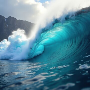 Tidewater Glacier Meeting Ocean Water Splashes Powerful Dynamics Colorful Display Artistry