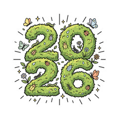 2026 Moss and Insects Vector Typography