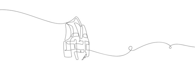 Life jacket to prevent drowning in one continuous line vector drawing. Editable stroke.