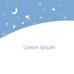 Template poster for Christmas party, church service. White background, starry night, Lorem Ipsum stock vector illustration for web, for print