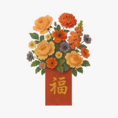 Obraz premium Vibrant floral arrangement illustration