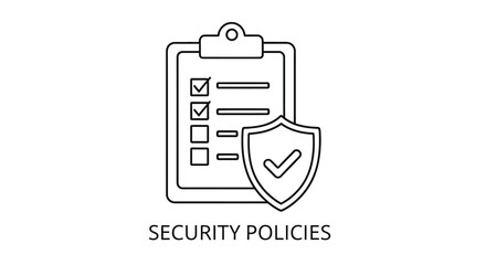 Security checklist and shield icon representing data protection and policy compliance