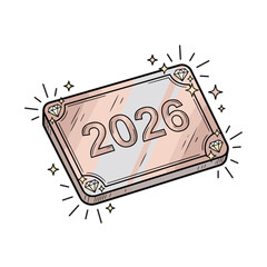 Diamond-studded 2026 Rose Gold Plaque Vector Illustration