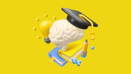 3D School Science Background with Laboratory and Education Elements - 1