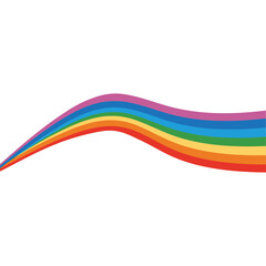 Abstract Rainbow Wave Element with Multiple Colors on Transparent Background Symbolizing Hope and Diversity