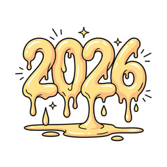 Liquid melted gold dripping forming the number 2026