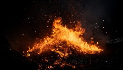 fire flickering illuminating shadowy space with vibrant energy radiating passionate warmth against deep darkness