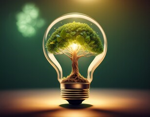 sustainable ideas a tree growing inside a light bulb illuminating future